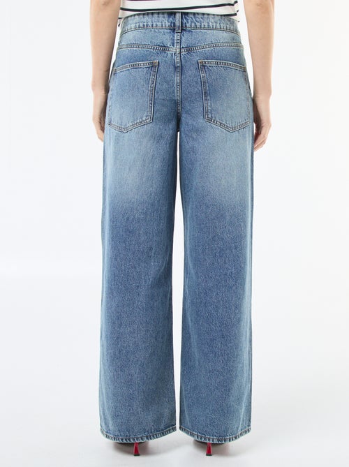 Jeans largos com abertura dupla abotoada - Kiabi