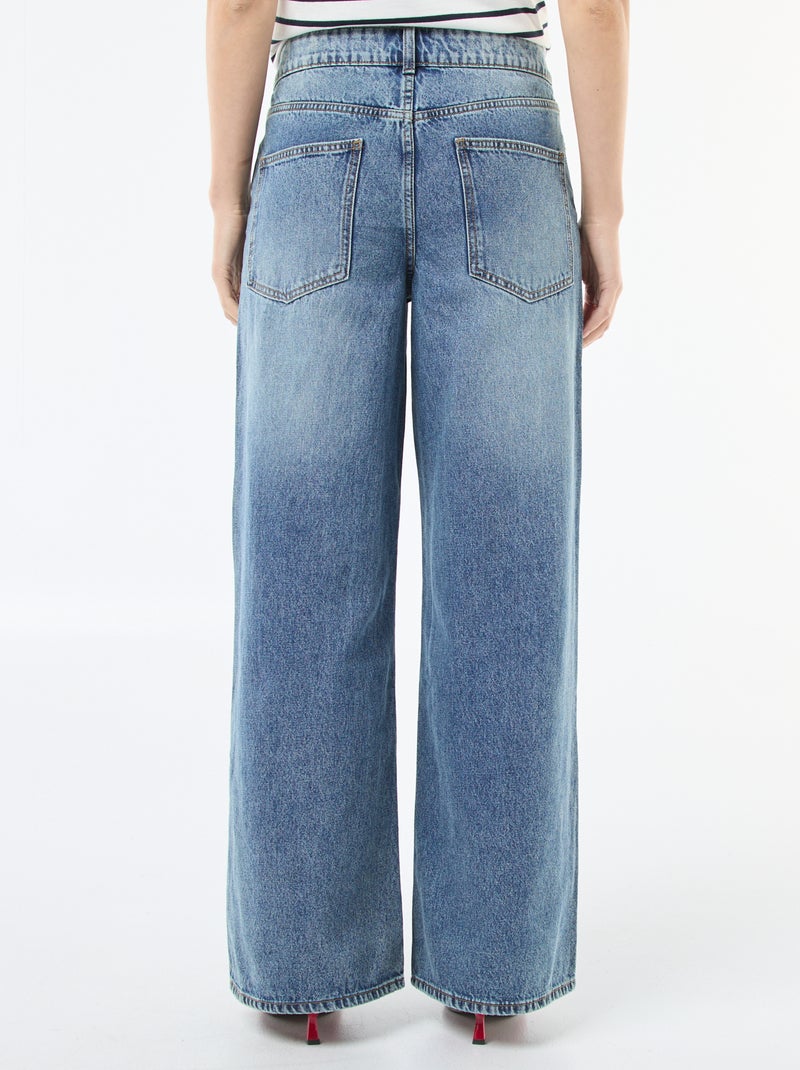 Jeans largos com abertura dupla abotoada Azul - Kiabi