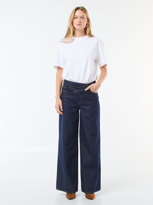 Jeans largos com abertura dupla abotoada - Kiabi