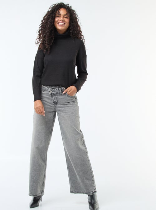 Jeans largos com abertura dupla abotoada - Kiabi