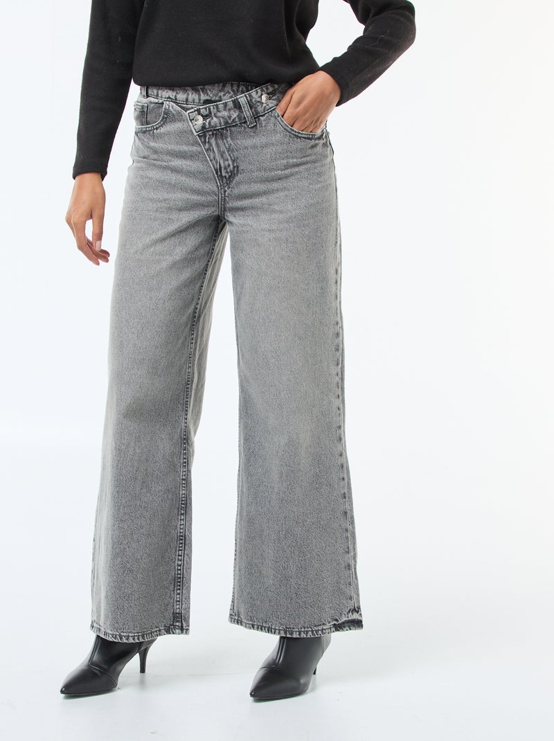 Jeans largos com abertura dupla abotoada Cinza - Kiabi