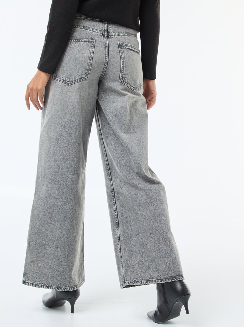 Jeans largos com abertura dupla abotoada Cinza - Kiabi