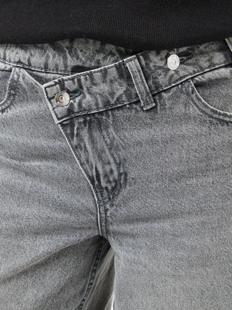Jeans largos com abertura dupla abotoada Cinza - Kiabi
