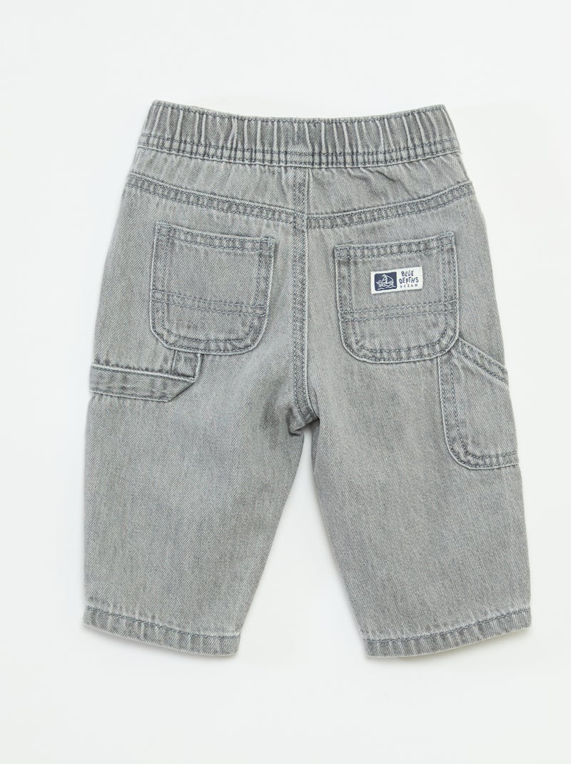 Jeans largos com cintura ajustável Cinza - Kiabi