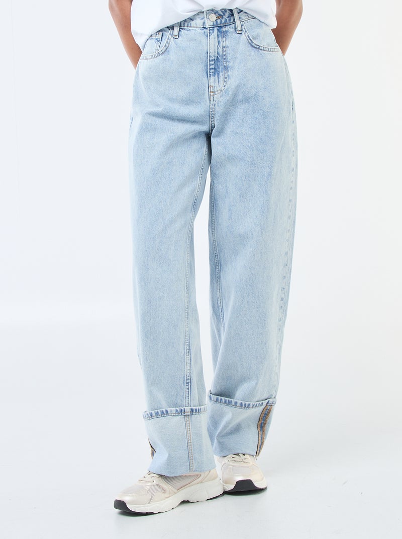 Jeans largos com dobra Azul - Kiabi