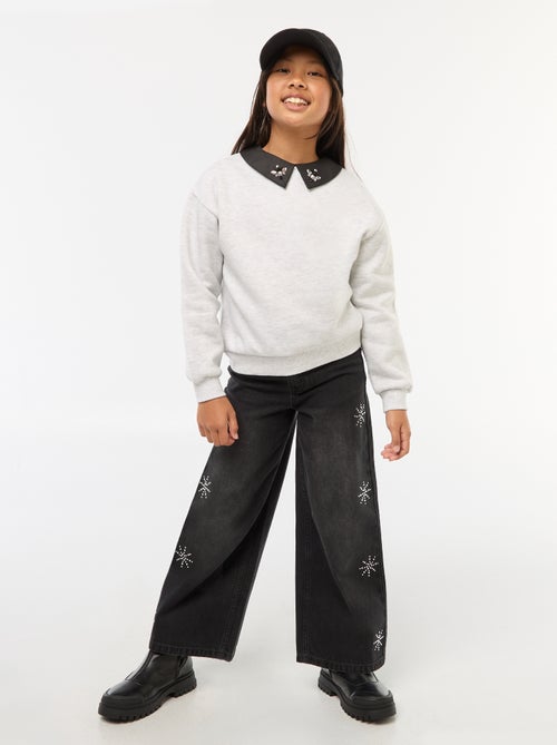 Jeans largos com flocos de strass - Kiabi