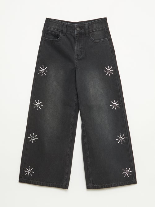 Jeans largos com flocos de strass - Kiabi