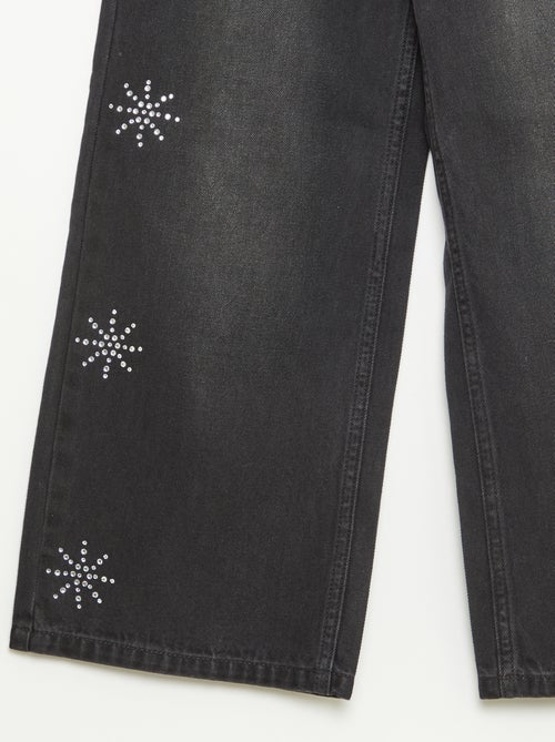 Jeans largos com flocos de strass - Kiabi