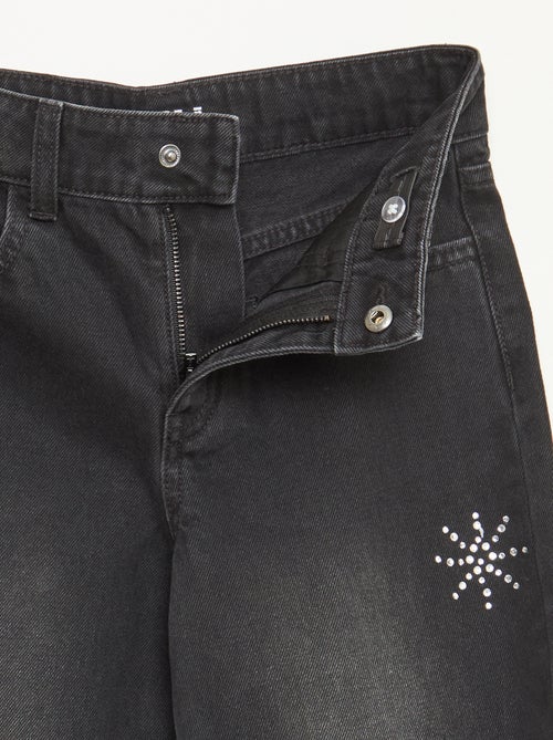 Jeans largos com flocos de strass - Kiabi