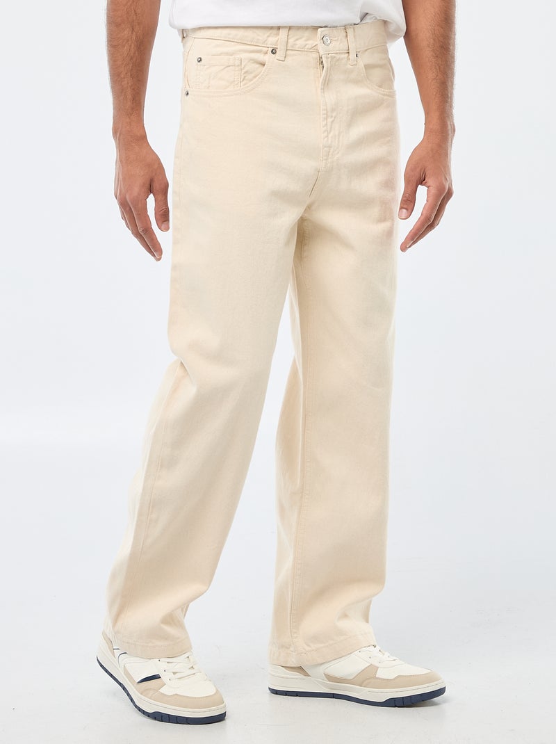 Jeans largos / corte relaxed fit com 5 bolsos Branco - Kiabi