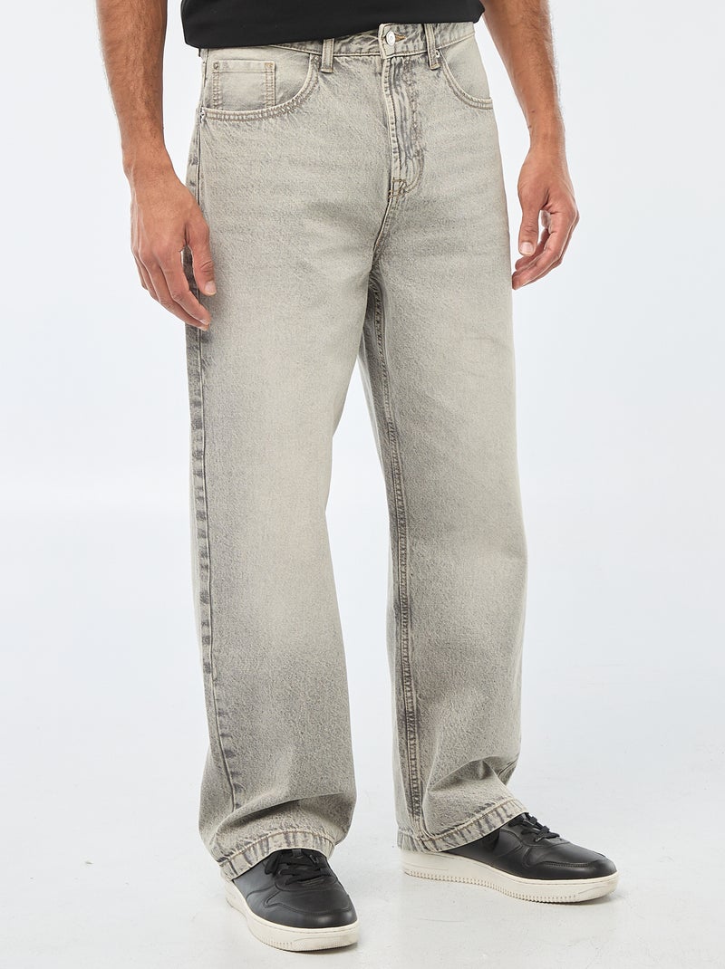 Jeans largos / corte relaxed fit com 5 bolsos Cinza - Kiabi