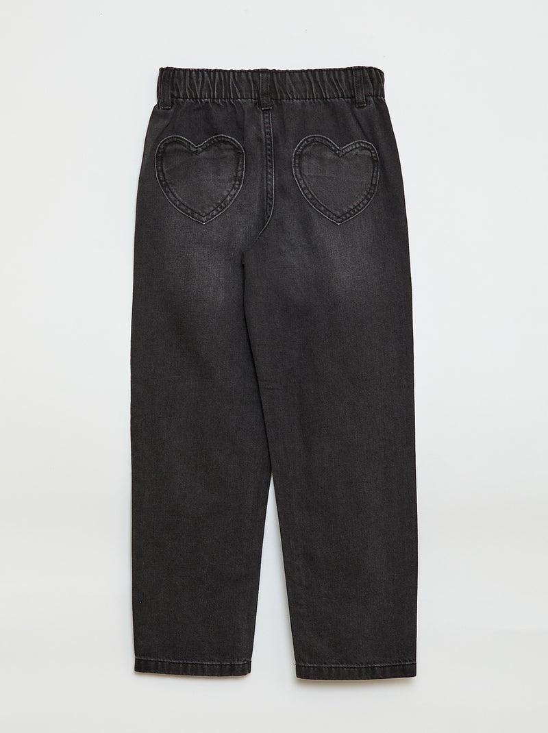 Jeans mom com bolsos em forma de coração Preto - Kiabi