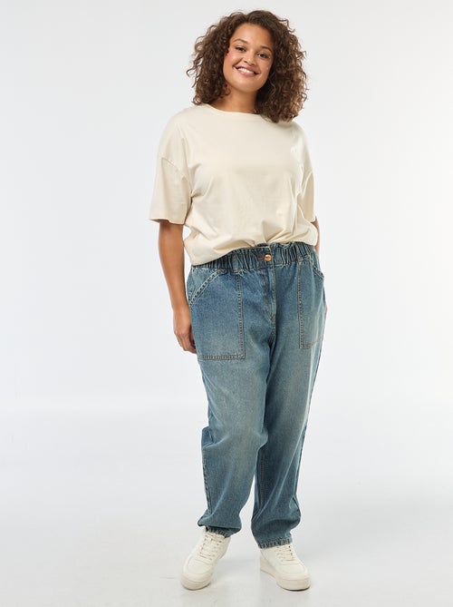 Jeans Mom com cintura elástica - Kiabi