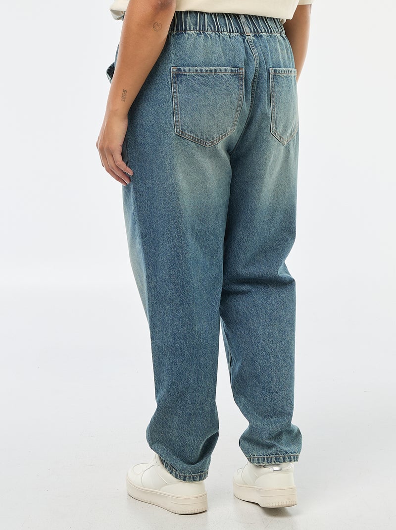 Jeans Mom com cintura elástica Azul - Kiabi