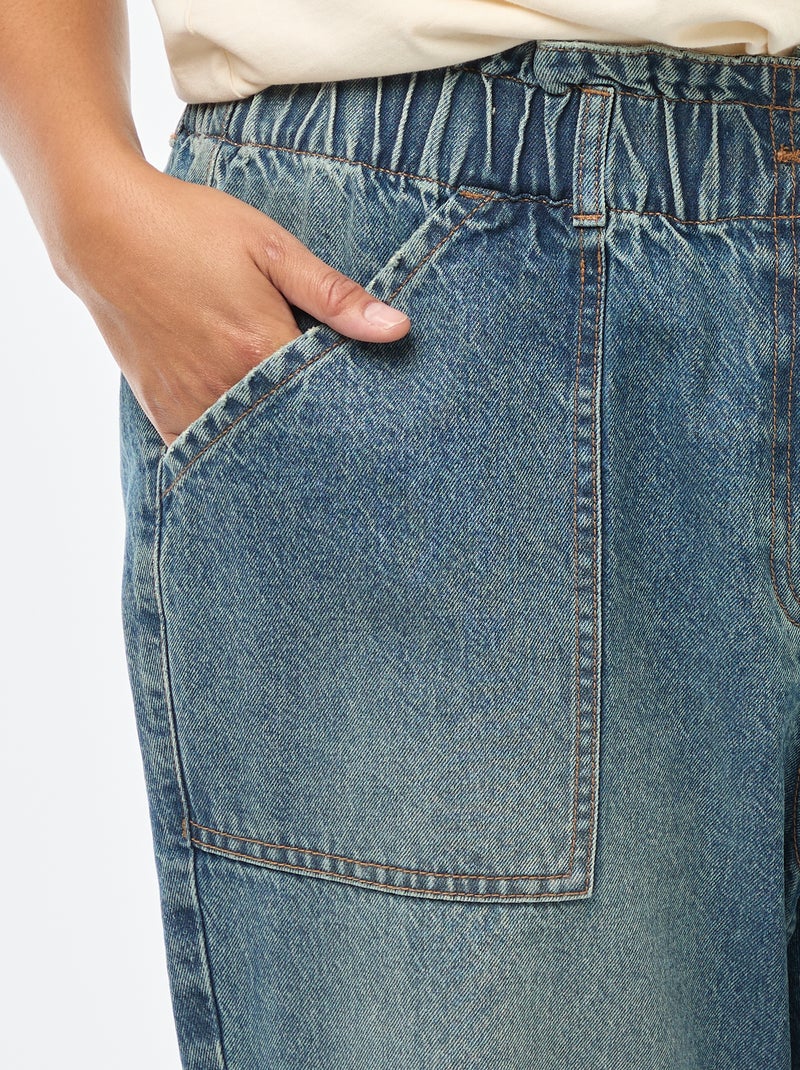 Jeans Mom com cintura elástica Azul - Kiabi
