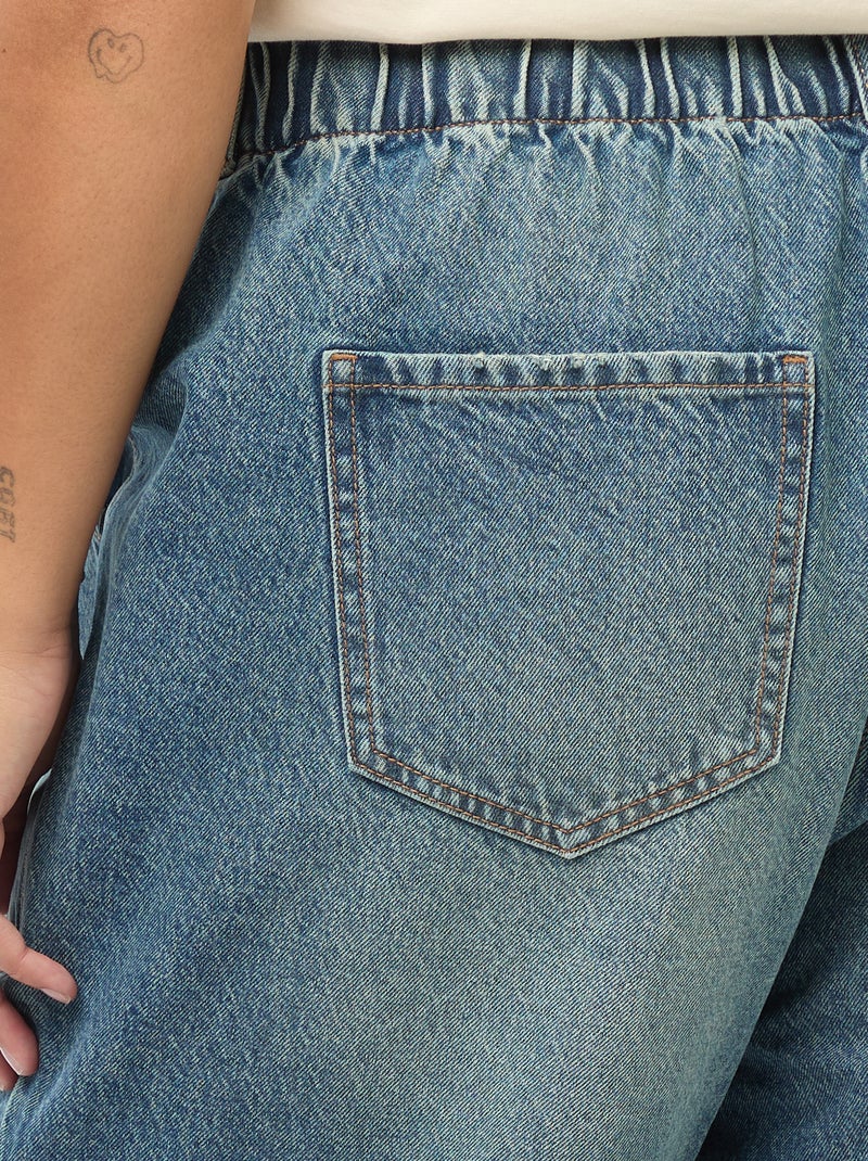 Jeans Mom com cintura elástica Azul - Kiabi