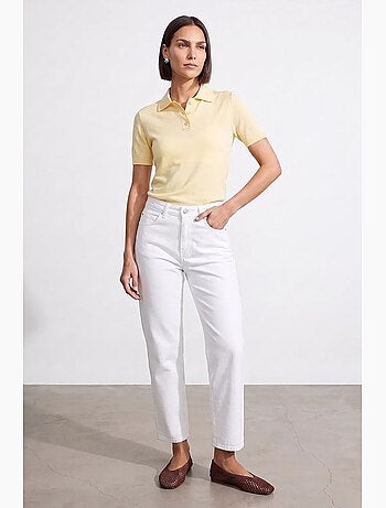 Jeans mom de cintura alta e perna larga dilvin