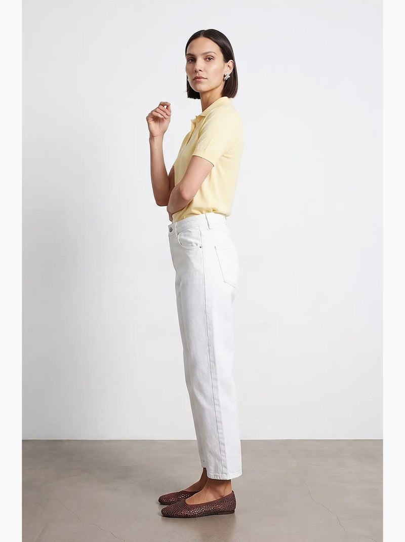 Jeans mom de cintura alta e perna larga dilvin Branco - Kiabi