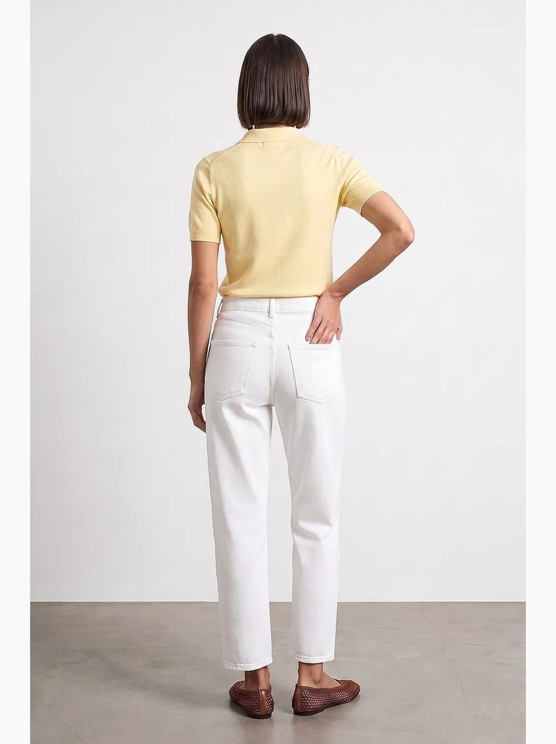 Jeans mom de cintura alta e perna larga dilvin Branco - Kiabi