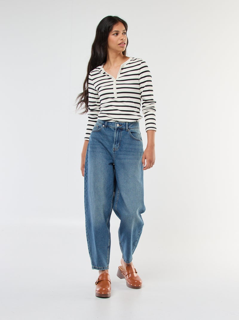 Jeans Mom de cintura subida Azul - Kiabi