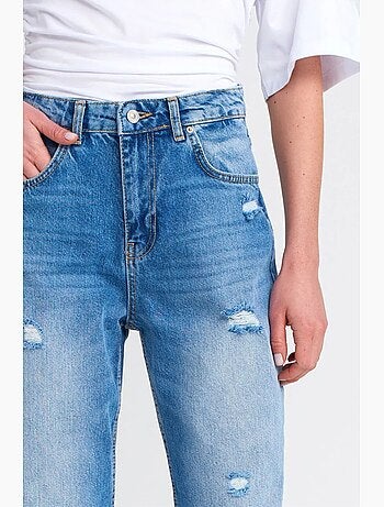 Jeans mom de cintura subida e perna larga e larga dilvin