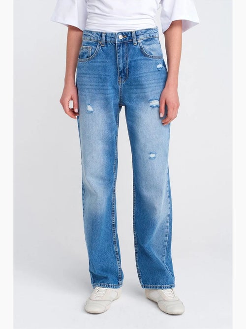Jeans mom de cintura subida e perna larga e larga dilvin - Kiabi Jeans mom de cintura subida e perna larga e larga dilvin - Kiabi