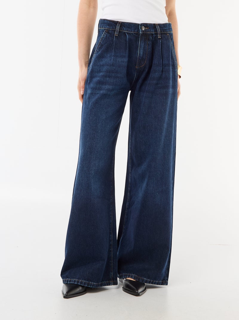 Jeans palazzo de corte largo e cintura subida Azul - Kiabi