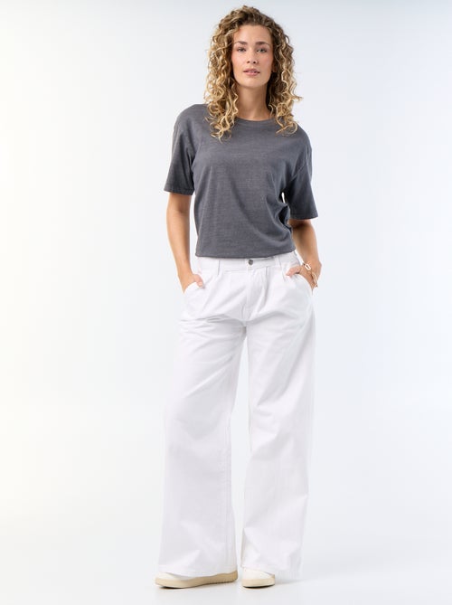 Jeans palazzo de corte largo e cintura subida - Kiabi