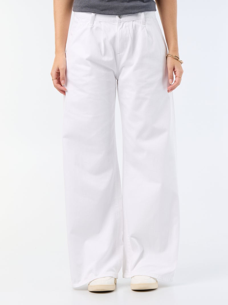 Jeans palazzo de corte largo e cintura subida Branco - Kiabi