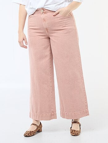 Jeans palazzo em sarja de cintura subida