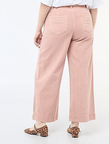 Jeans palazzo em sarja de cintura subida