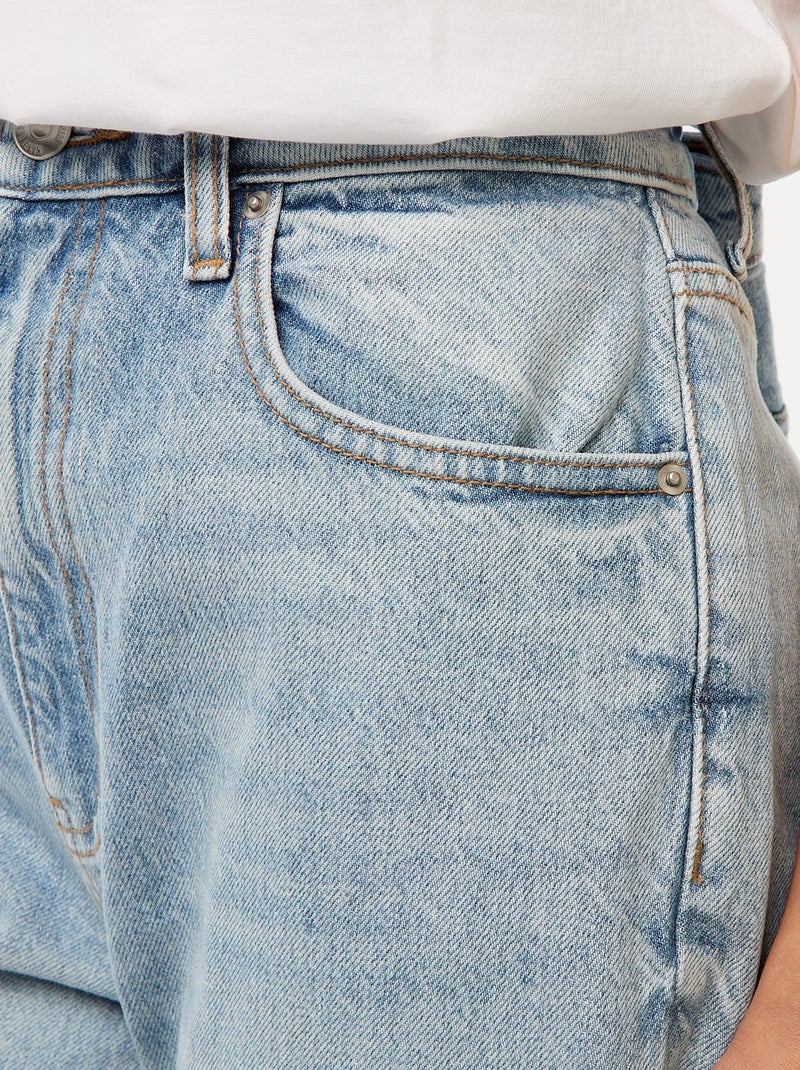 Jeans regular / cintura subida com dobra larga na bainha Azul - Kiabi