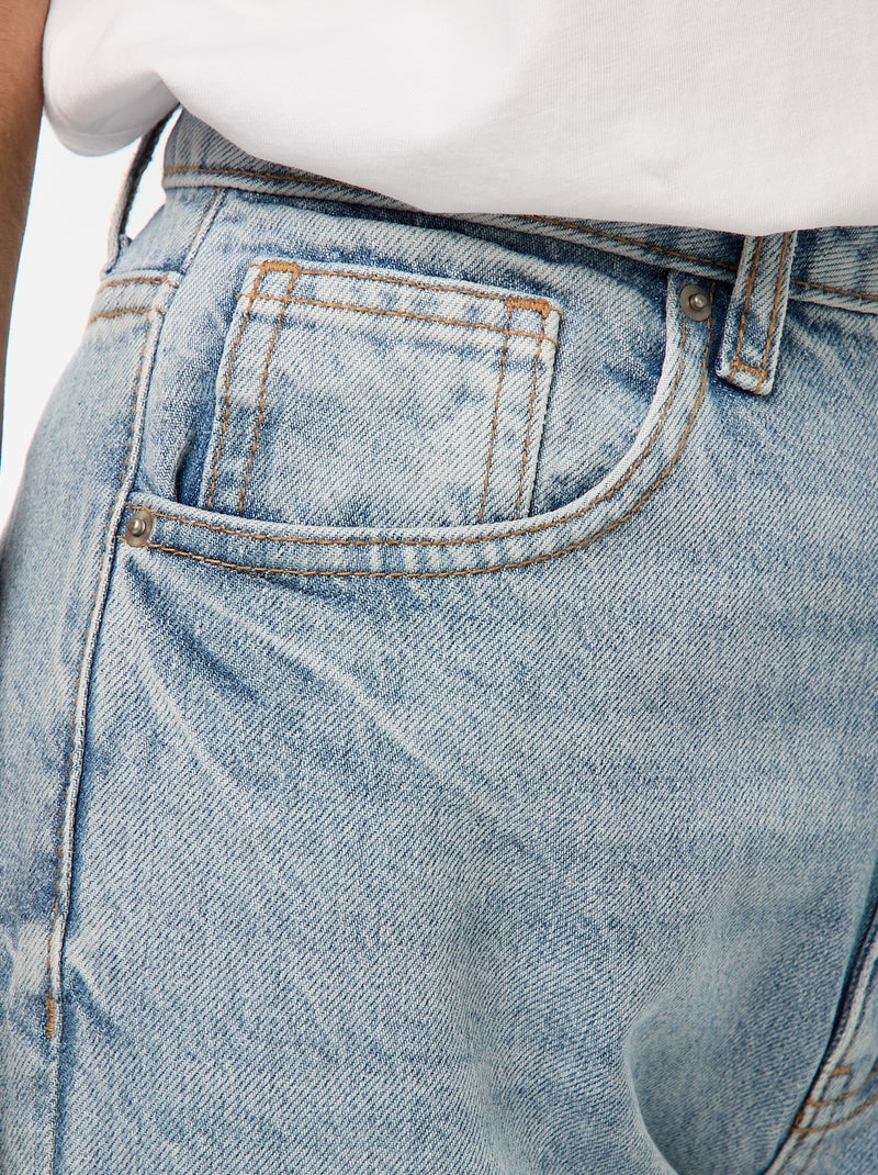 Jeans regular / cintura subida com dobra larga na bainha Azul - Kiabi