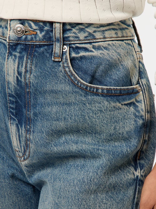 Jeans regular / cintura subida com dobra larga na bainha - Kiabi