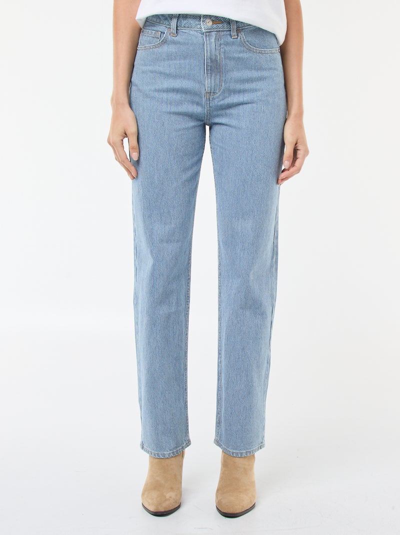 Jeans regular com linhas em algodão Azul - Kiabi