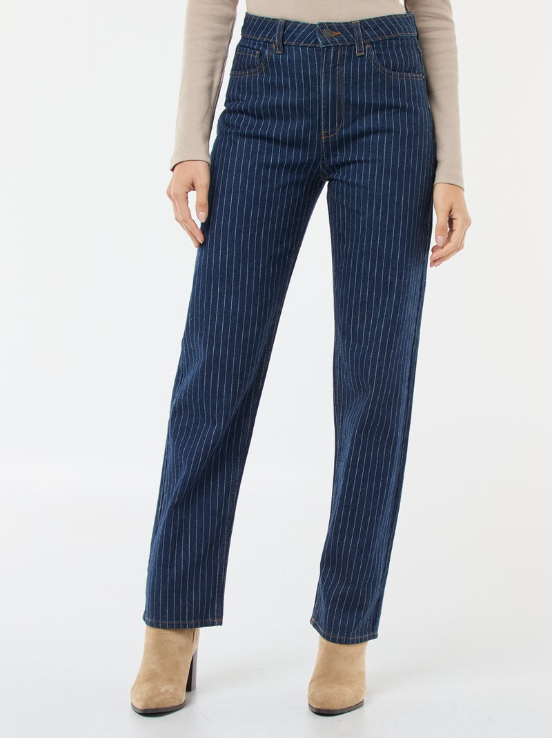 Jeans regular com linhas em algodão Azul - Kiabi