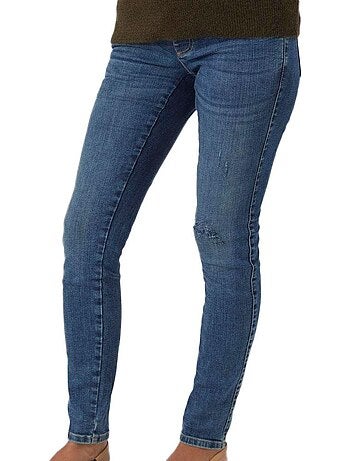 Jeans Regular Fit Mamalicious Destroyed para Mulher Azul