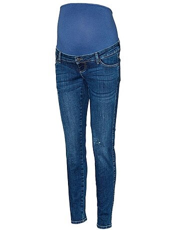 Jeans Regular Fit Mamalicious Destroyed para Mulher Azul