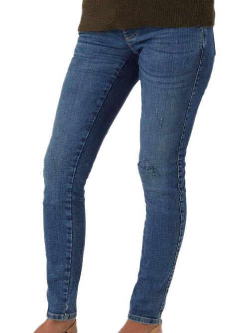 Jeans Regular Fit Mamalicious Destroyed para Mulher Azul - Kiabi Jeans Regular Fit Mamalicious Destroyed para Mulher Azul - Kiabi