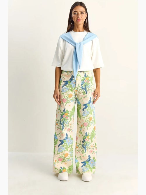 Jeans reto de cintura subida estampado paisley lucci - Kiabi