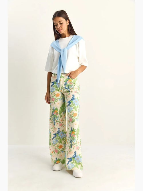 Jeans reto de cintura subida estampado paisley lucci - Kiabi
