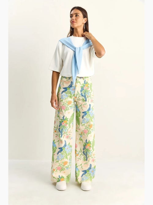 Jeans reto de cintura subida estampado paisley lucci - Kiabi