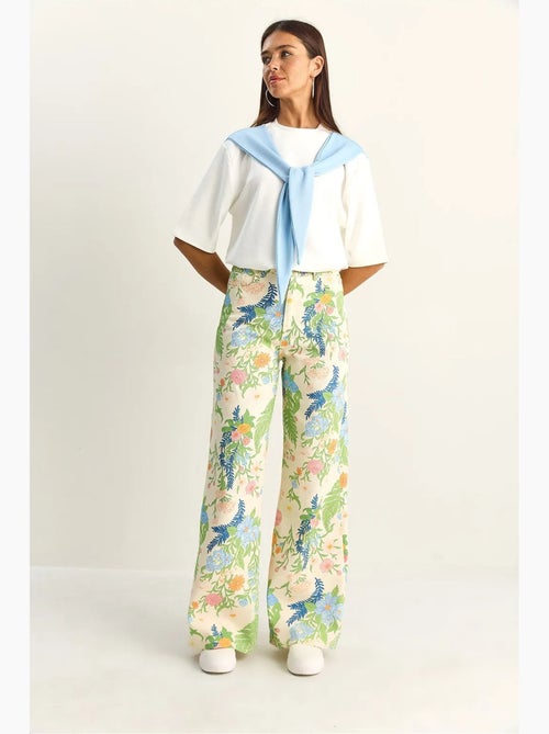 Jeans reto de cintura subida estampado paisley lucci - Kiabi
