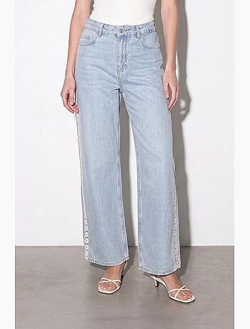 Jeans retos bordados de cintura alta dilvin