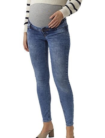 Jeans slim azul para mulher mamalicious roma