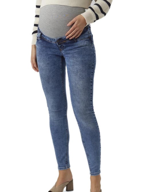 Jeans Slim Azul para Mulher Mamalicious Roma - Kiabi Jeans Slim Azul para Mulher Mamalicious Roma - Kiabi