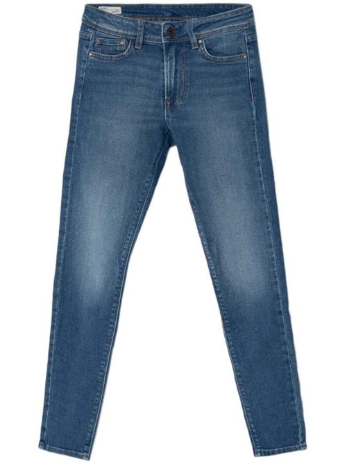 Jeans Slim de Cintura Alta Azul para Menina Pepe Jeans Pixlette - Kiabi Jeans Slim de Cintura Alta Azul para Menina Pepe Jeans Pixlette - Kiabi