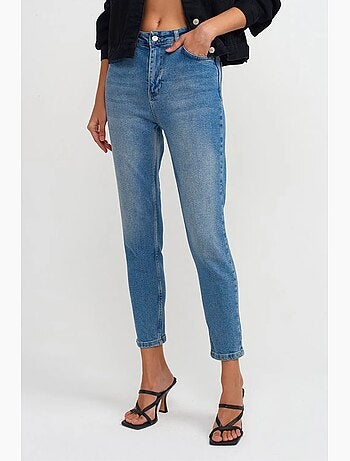 Jeans slim straight de cintura subida para mulher dilvin