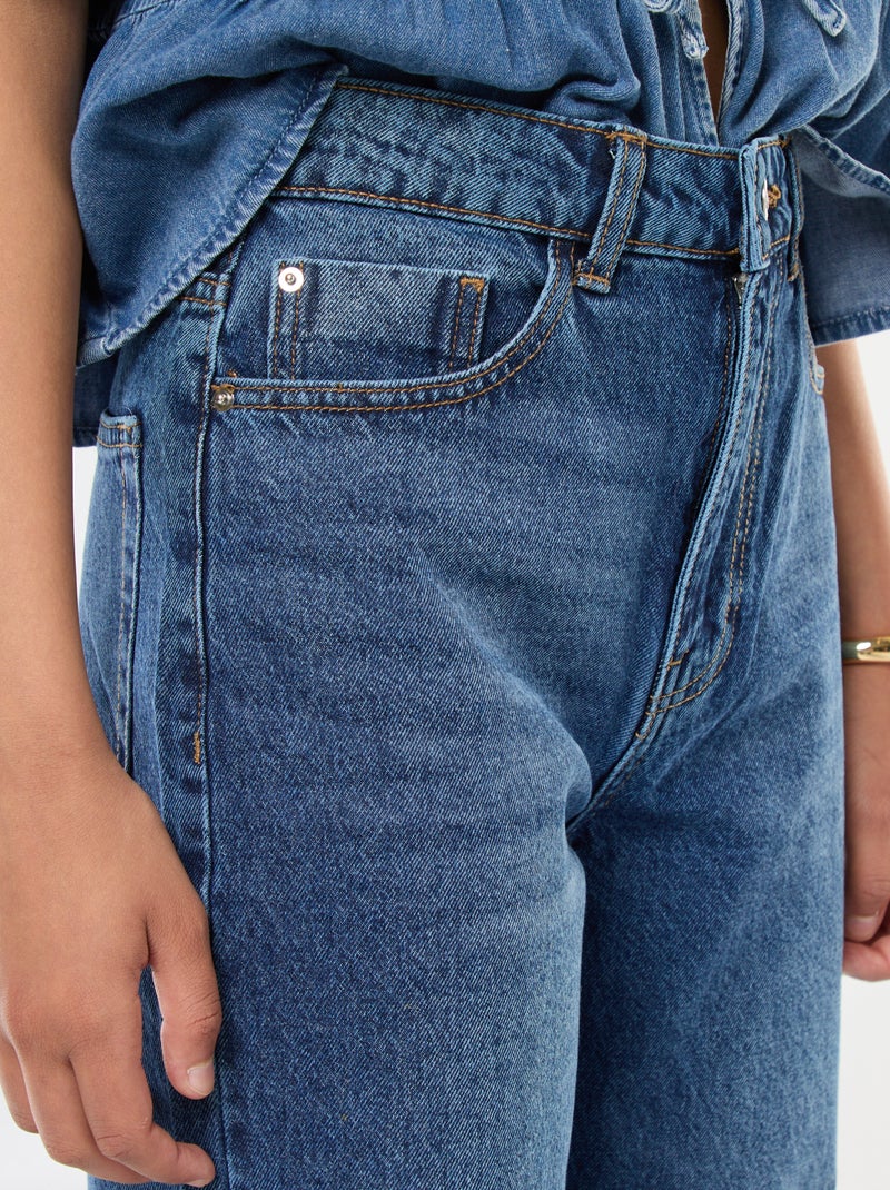 Jeans Straight de Cintura Subida Azul - Kiabi