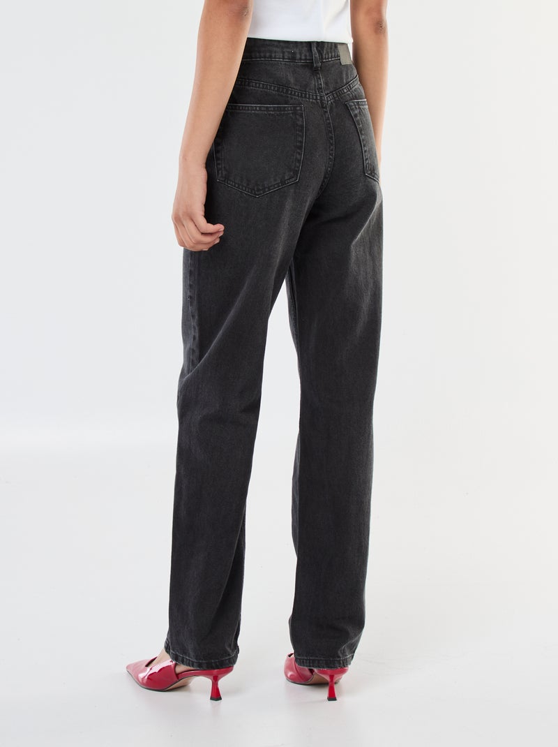 Jeans Straight de Cintura Subida Cinza - Kiabi